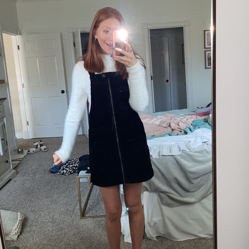 Black Corduroy Overall Dress